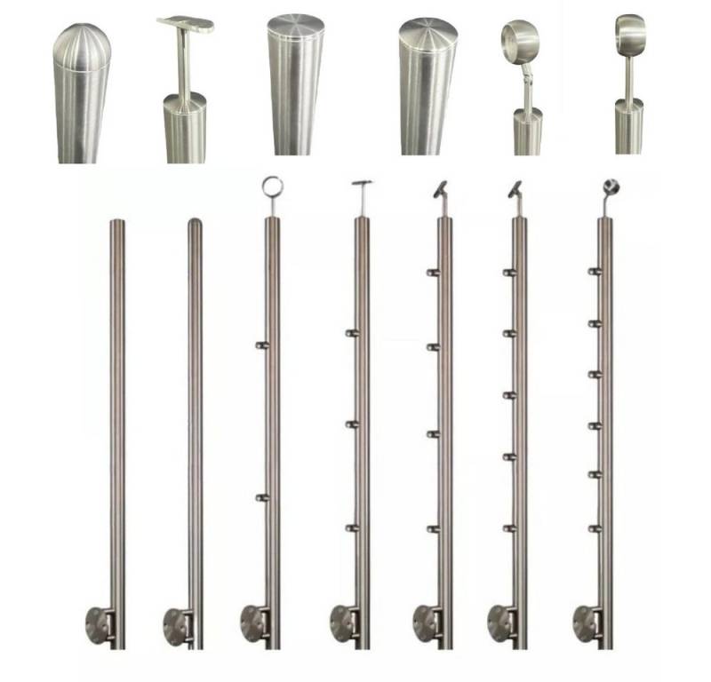 StahlFux Pfostenkappe Edelstahlpfosten Stabhalter Geländersysteme (Spar-Set, 1 St., seitliche Montage), Wählbare Pfostenhöhen, Halteranzahl - maximale Anpassung von StahlFux