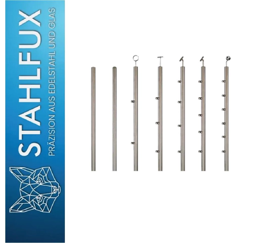 StahlFux Pfostenträger Geländepfosten Stabhalter, für Balkon, Terrasse, Garten, Anschrauben, (Spar-Set, 6-St., 900 mm, 1000 mm, 1100 mm), zugeschnitten auf Balkone, Terrassen oder Treppengeländer von StahlFux