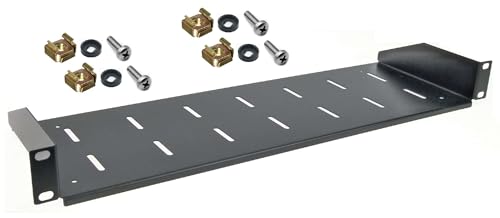 1 HE Rackablage, 15 cm tief in Schwarz RAL 9005, 19" 483 mm Fachboden Trägereinschub Einlegeboden Rack Ablage Boden von Stahlflex