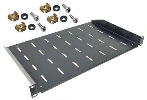1 HE Rackablage, 30 cm tief in Schwarz RAL 9005, 19" 483 mm Fachboden Trägereinschub Einlegeboden Rack Ablage Boden von Stahlflex