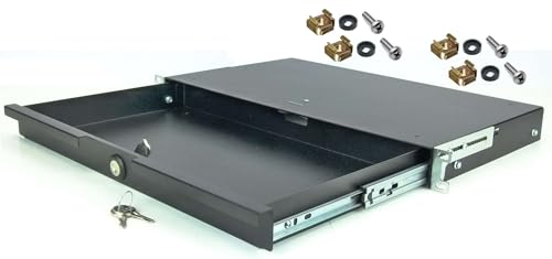 1 HE Rackschublade 27 cm tief in Schwarz RAL 9005, 19" 483 mm mit Schloss, Server Rack Schublade 1 HE Rackschublade 27 cm tief in Schwarz RAL 9005, 19" 483 mm mit Schloss, Server Rack Schublade von Stahlflex