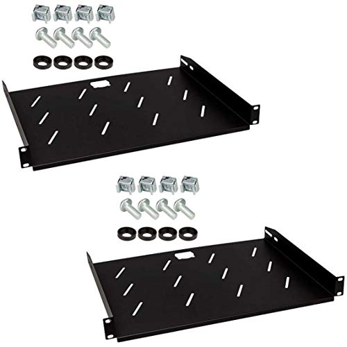 2 Stück 1 HE Rackablage, 35 cm tief, 19" 483 mm Fachboden Trägereinschub Einlegeboden Rack Ablage Boden (1 HE Rackablage 350 mm, 2 Stück) von Stahlflex