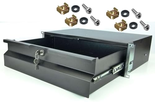 3 HE Rackschublade 32 cm tief in Schwarz RAL 9005, 19" 483 mm mit Schloss, Server Rack Schublade 3 HE Rackschublade 32 cm tief in Schwarz RAL 9005, 19" 483 mm mit Schloss, Server Rack Schublade von Stahlflex