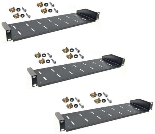 3 Stück 1 HE Rackablage, 15 cm tief in Schwarz RAL 9005, 19" 483 mm Fachboden Trägereinschub Einlegeboden Rack Ablage Boden von Stahlflex