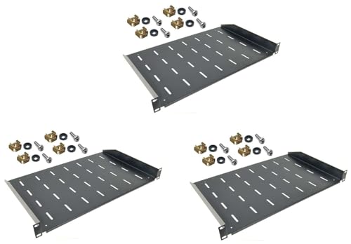 3 Stück 1 HE Rackablage, 30 cm tief in Schwarz RAL 9005, 19" 483 mm Fachboden Trägereinschub Einlegeboden Rack Ablage Boden 3 Stück 1 HE Rackablage, 30 cm tief in Schwarz RAL 9005, 19" 483 mm Fachboden Trägereinschub Einlegeboden Rack Ablage Boden von Stahlflex