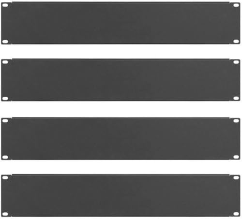 4 x 2 HE U Rackblende 483 mm 19" Stahl in Schwarz RAL 9005, Frontplatte Rackpanel Blindplatte Blindabdeckplatte Blindabdeckung von Stahlflex