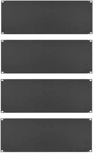 4 x 4 HE U Rackblende 483 mm 19" Stahl in Schwarz RAL 9005, Frontplatte Rackpanel Blindplatte Blindabdeckplatte Blindabdeckung von Stahlflex