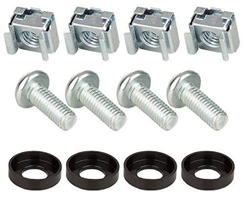 4 x Montageschrauben Rackschrauben M6 x 16 Käfigmutter Montageschrauben Käfigmutternset M6 Montagesatz 10" & 19" Schränke Netzwerk Schrauben Rack Käfigmuttern (1 VPE) von Stahlflex