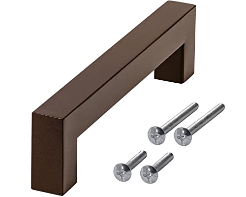 Stahlia 1 x Möbelgriff dunkles Kupfer gebürstet BA 96mm Edelstahl Schrankgriffe Küchengriffe Schubladen Griffe Stangengriffe eckig Wohnzimmer Möbel Bad Möbel Schrank Profil:15x15mm inkl. Schrauben von Stahlia