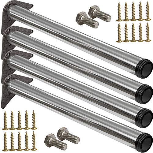 Stahlia 4 x Edelstahl Tischfuß Ø60 mm Tischbeine Möbelfuß |Höhe 710 mm|höhenverstellbar + 30 mm|inkl. Befestigungsmaterial |Tischfuss Verstellfuß Möbel Fuß Füße | von Stahlia