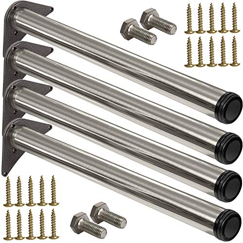 Stahlia 4 x Edelstahl Fi Tischfuß Ø60 mm Tischbeine Möbelfuß |Höhe 1100 mm|höhenverstellbar + 30 mm|inkl. Befestigungsmaterial |Tischfuss Verstellfuß Möbel Fuß Füße | von Stahlia