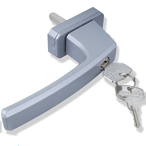 Stahlia Abschließbare Fenstergriffe Aluminium (4 Stück) Silber quadratisch Druckknöpfe Balkontürgriff Fenstersicherung Fensterbeschläge Fensterschloss von Stahlia