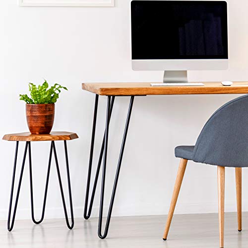 Stahlia Haarnadel Tischbeine Möbelfuß Höhe 71cm Schwarz Matt (4er Set) 2 Streben Ø12mm Tischgestell Hairpin Leg Möbelfüße Schalldämmung inkl. Bodenschoner von Stahlia