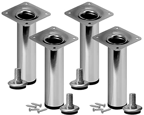 Stahlia Möbelfüße verstellbar (4er Set) Chrom Glanz 60cm Höhe belastbar bis 50kg Sofafüße Schrankfüße Möbelbeine höhenverstellbare Füße Metallbeine von Stahlia
