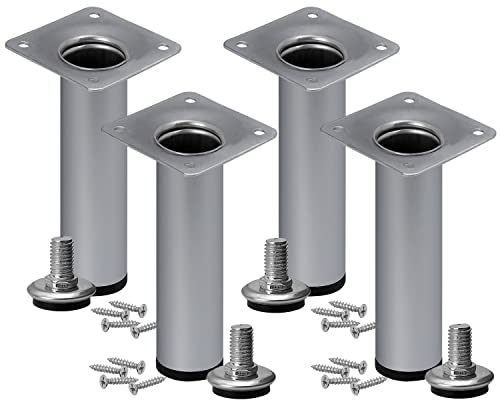 Stahlia Möbelfüße verstellbar (4er Set) Chrom Matt 50cm Höhe belastbar bis 50kg Sofafüße Schrankfüße Möbelbeine höhenverstellbare Füße Metallbeine von Stahlia