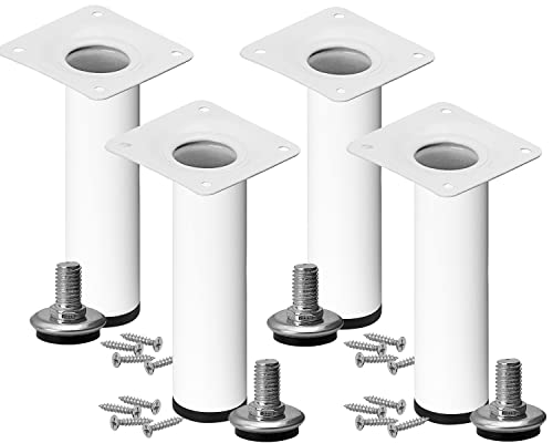 Stahlia Möbelfüße verstellbar (4er Set) Weiß 40cm Höhe belastbar bis 50kg Sofafüße Schrankfüße Möbelbeine höhenverstellbare Füße Metallbeine von Stahlia