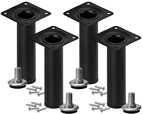 Stahlia Möbelfüße verstellbar (4er Set) Schwarz 18cm Höhe belastbar bis 50kg Sofafüße Schrankfüße Möbelbeine höhenverstellbare Füße Metallbeine von Stahlia