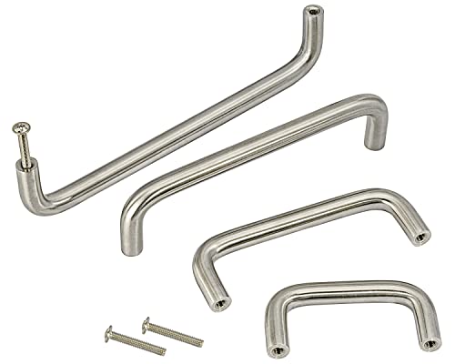 Stahlia Möbelgriffe Edelstahl 96mm Lochabstand (5er Set) Schrankgriffe Bügelgriff Ø 10mm Griffe für Möbel Küche Badmöbel Schränke Kommoden massiv gebürstet von Stahlia