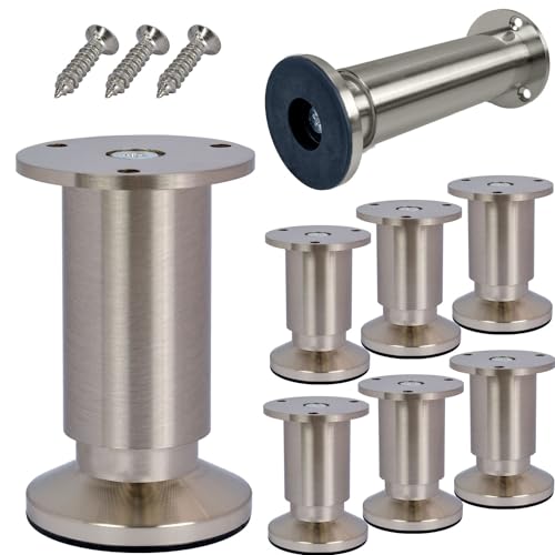 Stahlia Möbelfüße höhenverstellbar | Edelstahl Optik | (8 Stück) Höhe: 25cm | Ø 38mm | 250Kg Belastbarkeit | Füße für Möbel Schrankfüsse Sofa Füße Möbelbeine von Stahlia
