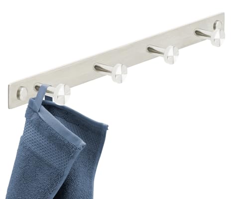 Stahlia Hakenleiste EDELSTAHL gebürstet Garderobenleiste 4x Haken (L: 310mm) Modell:GIORGIA Wandgarderobe mit 1/4/6/8/10 Kleiderhaken Garderobenhaken Wandhaken von Stahlia