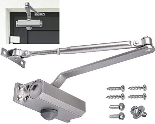 Stahlia Automatischer Türschließer Silber Türschließer Haustür hydraulisch Innen - Außen Automatik Obentürschließer | MINI Türgewicht 15-30 kg von Stahlia