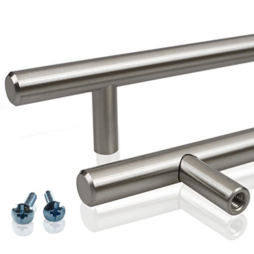 Stahlia Möbelgriffe Edelstahl Vollmaterial 128 mm Schrankgriffe silber massiv Ø10mm (1 Stück) Schubladengriffe Küchengriffe Stangengriff Handgriff Relinggriff von Stahlia