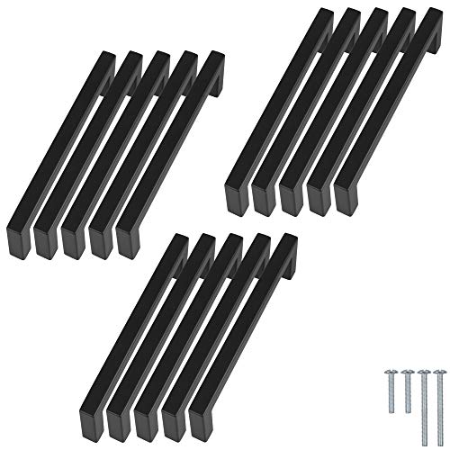 Stahlia Möbelgriffe Schwarz 160mm Lochabstand (15 Stück) Schrankgriffe Edelstahl Küchengriffe Schubladengriffe Griffe Möbel Griffe für Küchenschränke von Stahlia