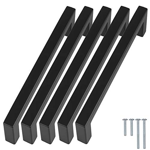 Stahlia Möbelgriffe Schwarz 192mm Lochabstand (5 Stück) Schrankgriffe Edelstahl Küchengriffe Schubladengriffe Griffe Möbel Griffe für Küchenschränke von Stahlia
