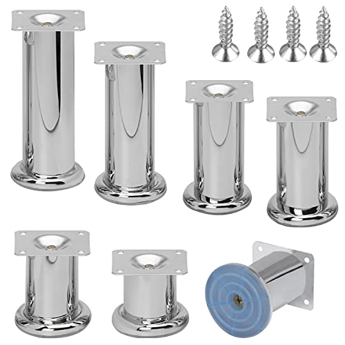 Stahlia Möbelfüße Metall 180mm (10 Stück) Chrom-glänzend Schrankfüße Ø50mm Sockelfüße für Kommode, Sideboard, Sofa, Badmöbel inkl. Befestigungsschrauben von Stahlia