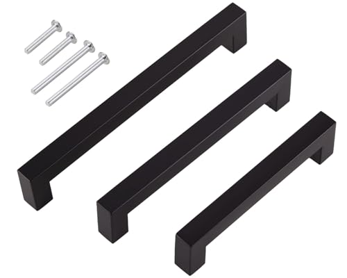 Stahlia 25 x Möbelgriffe Schwarz matt Lochabstand 64mm Edelstahl Schrankgriffe Küchengriffe Schrankgriffe Stangengriffe eckig Wohnzimmer Möbel Bad Möbel Schrank Profil: 15x15mm inkl. Schrauben von Stahlia