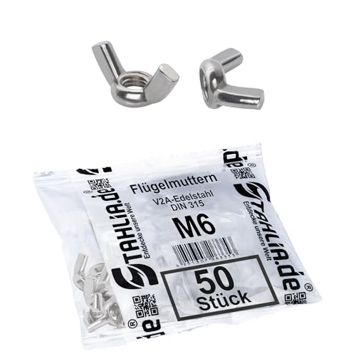 Stahlia Flügelmutter M6 Edelstahl Muttern Set (50 Stück) Gewindemutter DIN 315 Flügelmuttern Schmetterlingsmutter Schraubenmutter Muttern Sortiment Stahlia Flügelmutter M6 Edelstahl Muttern Set (50 Stück) Gewindemutter DIN 315 Flügelmuttern Schmetterlingsmutter Schraubenmutter Muttern Sortiment von Stahlia