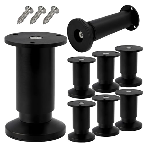 Stahlia Möbelfüße höhenverstellbar | SCHWARZ MATT | (8 Stück) Höhe: 10cm | Ø 38mm | 250Kg Belastbarkeit | Füße für Möbel Schrankfüsse Sofa Füße Möbelbeine von Stahlia