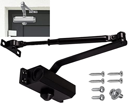 Stahlia Automatischer Türschließer Schwarz Türschließer Haustür hydraulisch Innen - Außen Automatik Obentürschließer | MAXI Türgewicht 60-80 kg von Stahlia