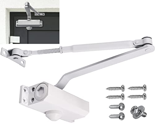 Stahlia Automatischer Türschließer Weiß Türschließer Haustür hydraulisch Innen - Außen Automatik Obentürschließer | MIDI Türgewicht 25-45 kg von Stahlia