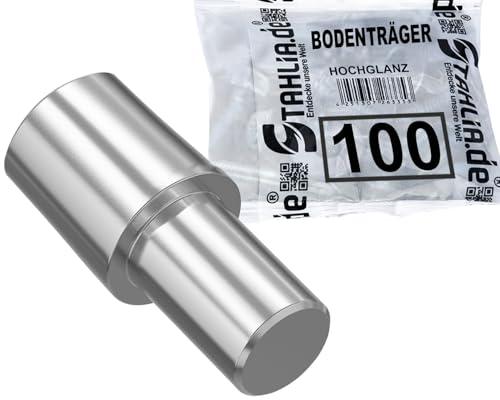 Stahlia Bodenträger 5mm x 8mm x 14,5mm für Bohrung 5mm | 100 Stück aus verzinktem Stahl | Einlegeboden Halter Fachbodenträger Regalstifte Regalbodenhalter Regalbretthalter mit Haltering für Regalböden von Stahlia