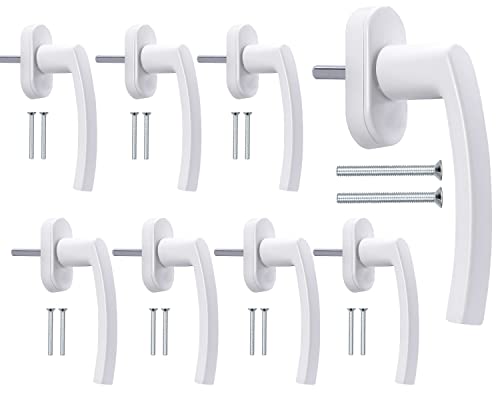 Stahlia Fenstergriffe weiß 8 Stück Standard Aluminium Terassentürgriff außen Balkontürgriff Fenstergriffe Rasterolive Griff für Fenster Balkontür Terrassentür Griff Türgriffe Griff Balkontür außen von Stahlia