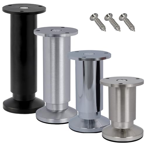 Stahlia Möbelfüße höhenverstellbar | Aluminium | (1 Stück) Höhe: 18cm | Ø 38mm | 250Kg Belastbarkeit | Füße für Möbel Schrankfüsse Sofa Füße Möbelbeine von Stahlia