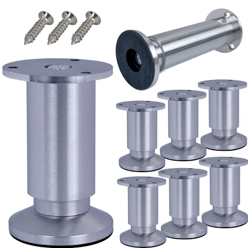 Stahlia Möbelfüße höhenverstellbar | Aluminium | (8 Stück) Höhe: 12cm | Ø 38mm | 250Kg Belastbarkeit | Füße für Möbel Schrankfüsse Sofa Füße Möbelbeine von Stahlia