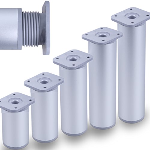 Stahlia Möbelfüße verstellbar 180mm (10 Stück) Chrom Matt Ø 40mm Füße für Möbel Möbelerhöhung Schrankfüsse Möbelbeine Schrankbeine höhenverstellbar von Stahlia