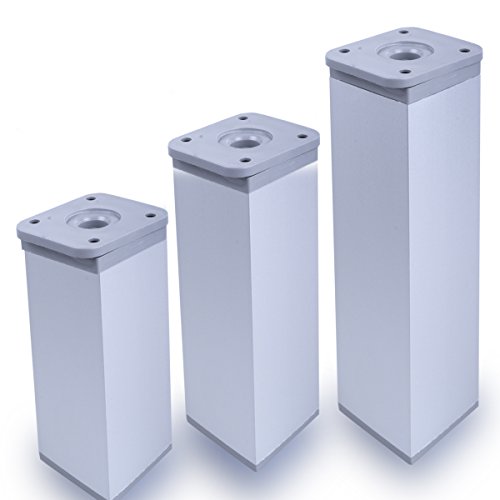 Stahlia Möbelfüße verstellbar quadratisch 120mm (4 Stück) Chrom Matt 40x40mm Füße für Möbel Möbelerhöhung Schrankfüsse Möbelbeine Schrankbeine von Stahlia