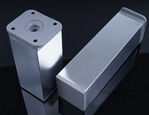 Stahlia Möbelfüße verstellbar quadratisch 80mm (4 Stück) Edelstahl Optik 40x40mm Füße für Möbel Möbelerhöhung Schrankfüsse Möbelbeine Schrankbeine von Stahlia