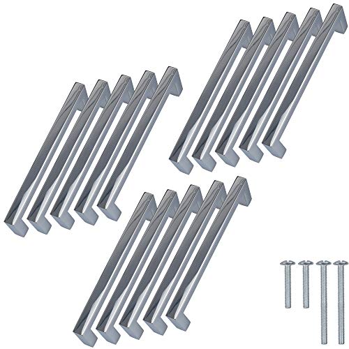 Stahlia Möbelgriffe hochglanzpoliert 128mm Lochabstand (15 Stück) Schrankgriffe Edelstahl Küchengriffe Schubladengriffe Griffe Möbel Griffe für Küchenschränke von Stahlia