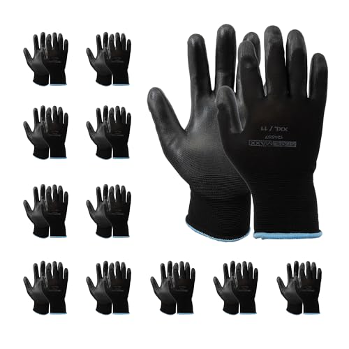Stahlmaxx 12 Paar Arbeitshandschuhe Gr. XXL 11 KFZ Mechaniker Handschuhe Montagehandschuhe Polyester PU-Beschichtung Stahlmaxx 12 Paar Arbeitshandschuhe Gr. XXL 11 KFZ Mechaniker Handschuhe Montagehandschuhe Polyester PU-Beschichtung von Stahlmaxx