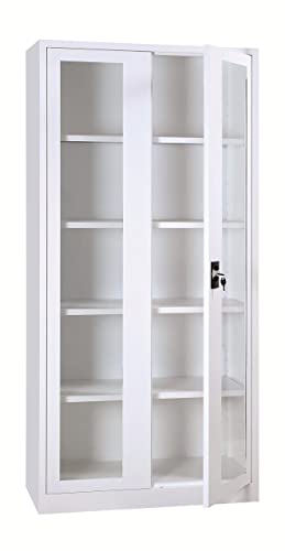 Vitrine | Medizinschrank 195x92x42 WEIß von Stahlmoebelshop