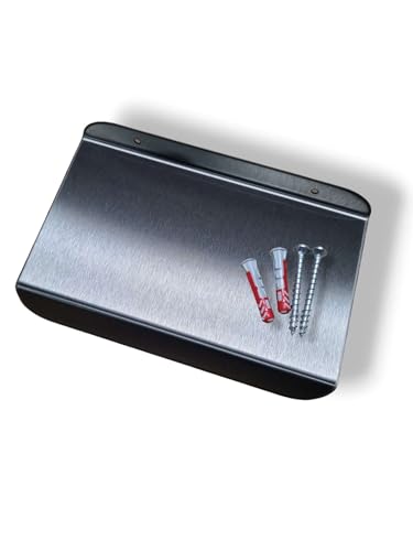 Eleganter Edelstahl-Wetterschutz, Pultdach mit Abtropfkante für Schalter, Wallbox und Briefkasten (B=400mm(40cm) x T=300mm(30cm)) von Stahlog