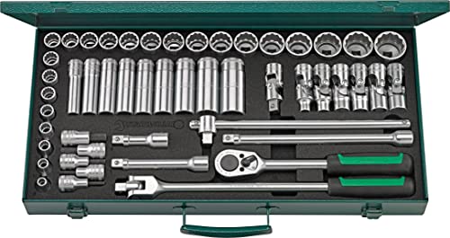 STAHLWILLE 50/43/7N l 1/2" Steckschlüsselsatz 50-tlg. l Ratsche, Verlängerungen, Steckschlüssel 8-34 mm l im robusten Stahlblech-Kasten l Made in Germany von STAHLWILLE