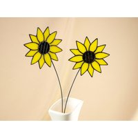 Glas-Sonnenblume Auf Einem Stiel - Einzelzweig von StainedGlassFlowers