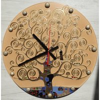 Große Wanduhr Oder Glasmalerei Baum Des Lebens Nach Den Motiven Gustav Klimt Echtes Professionelles Handgemachtes Einzelstück von StainedGlassPaint