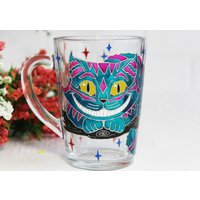 Grinsekatzen Kaffeetasse Personalisierte Geschenk Für Mutter, Handgefertigte Glaswaren von StainedGlassware