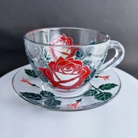 Rose Teetasse Und Untertasse Set Blumen Teetassen, Geburtstagsgeschenk Für Schwester, Mutter, Lehrerin von StainedGlassware